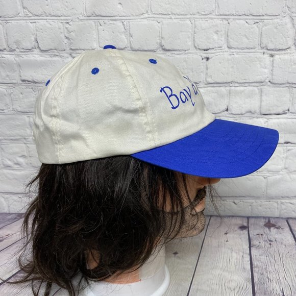 Vintage Hat Cap Strap Back Cream White Blue Bay d' Espoir NFLD Newfoundland - Picture 4 of 8